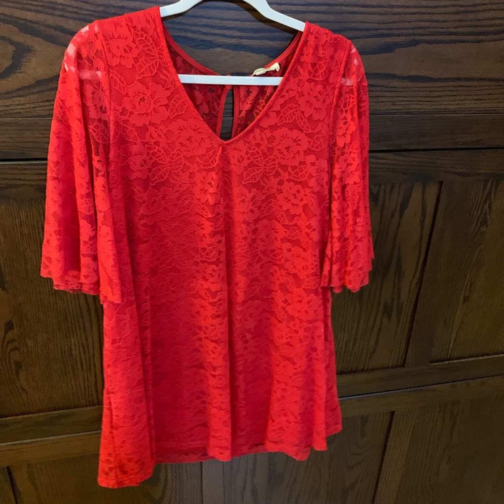 Red lace mini dress.